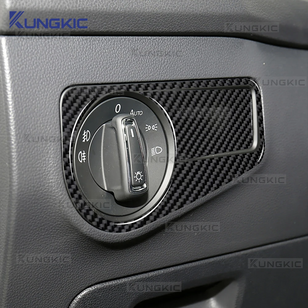 ل Volkswagen VW Tiguan AD1 mk2 2018 2019 2020 2021 ريال لينة ألياف الكربون لامعة الأسود ملصق LHD RHD العلوي التبديل الإطار