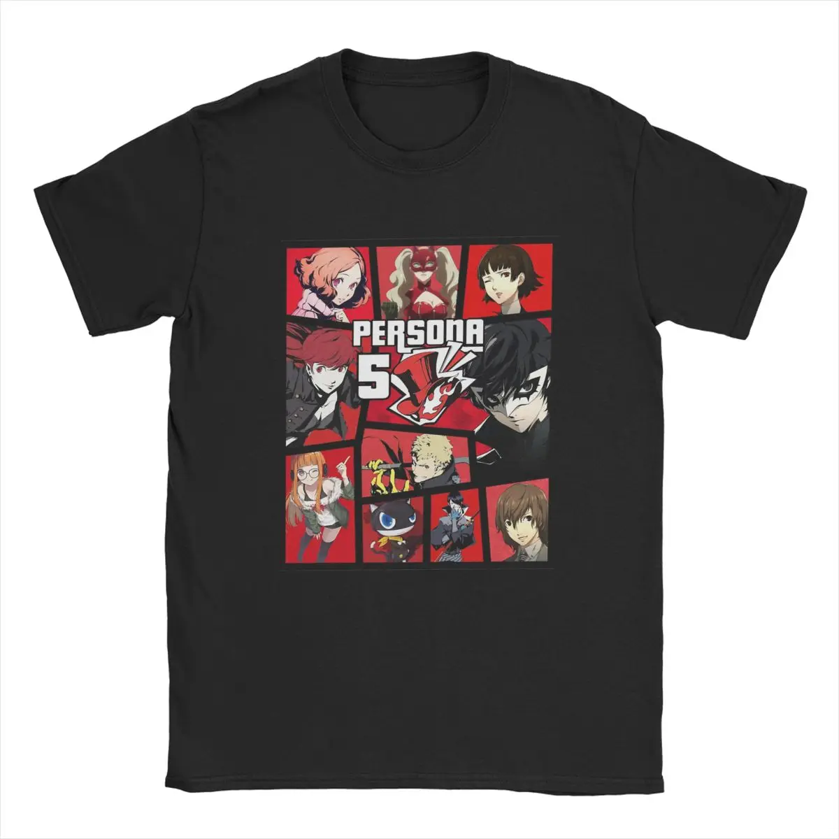 PERSONA 5 Investigation Team T-Shirts Men Games Japanese Anime Novelty 100% Cotton Tees Round Collar Short Sleeve T Shirt Summer