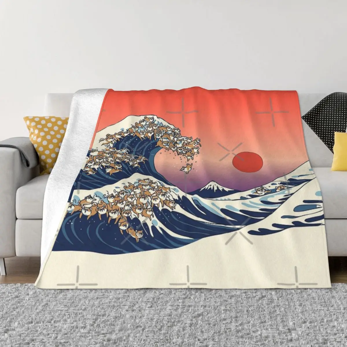 

The Great Wave Of Shiba Inu Quilt Bed Blanket Couple Blankets Blankets And Blankets Throw Blanket