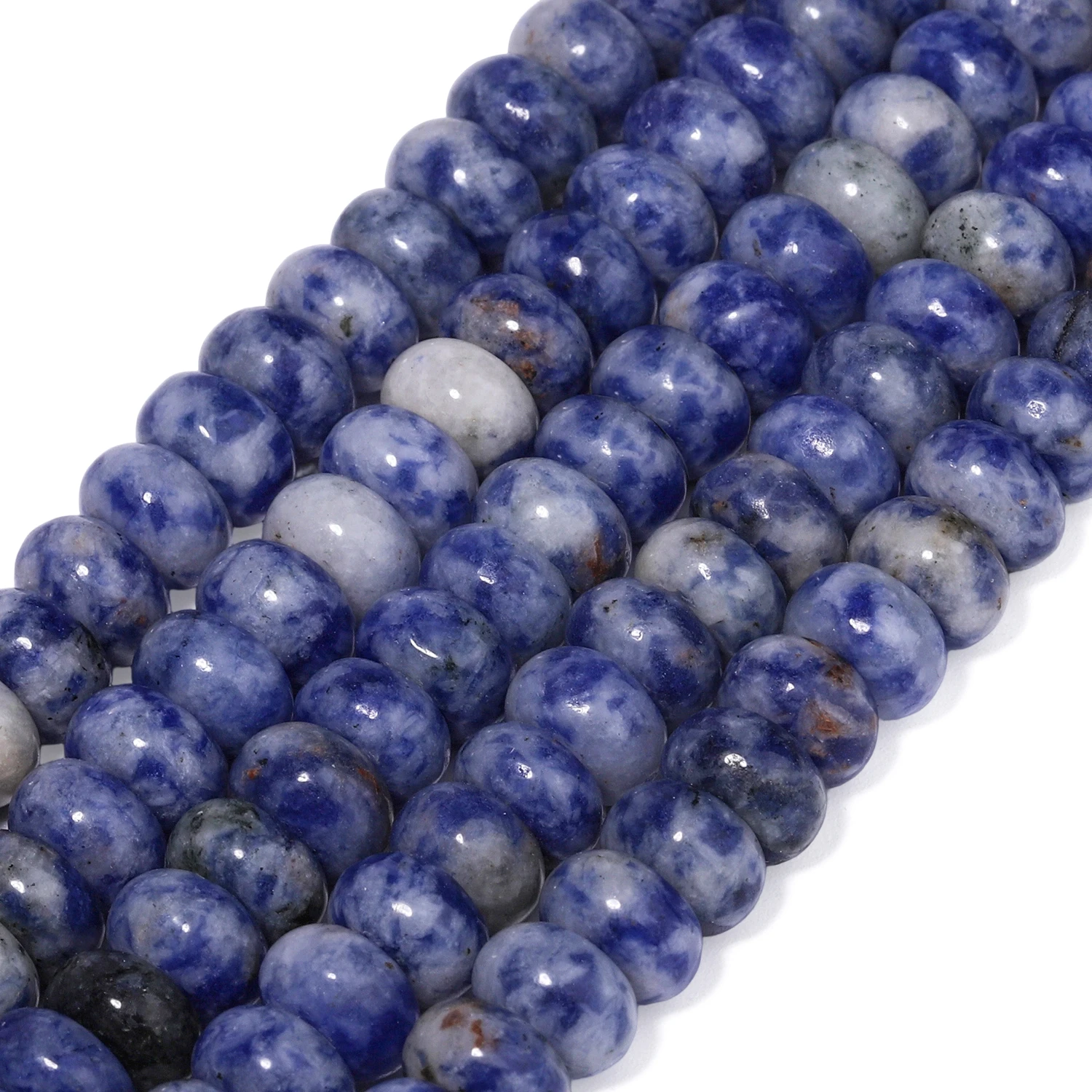 5x8mm Rondelle Natural Stone Blue Dot Jasper Beads Abacus Spacer Beads for Jewelry Making Supplies Diy Bracelet Accessories 15''