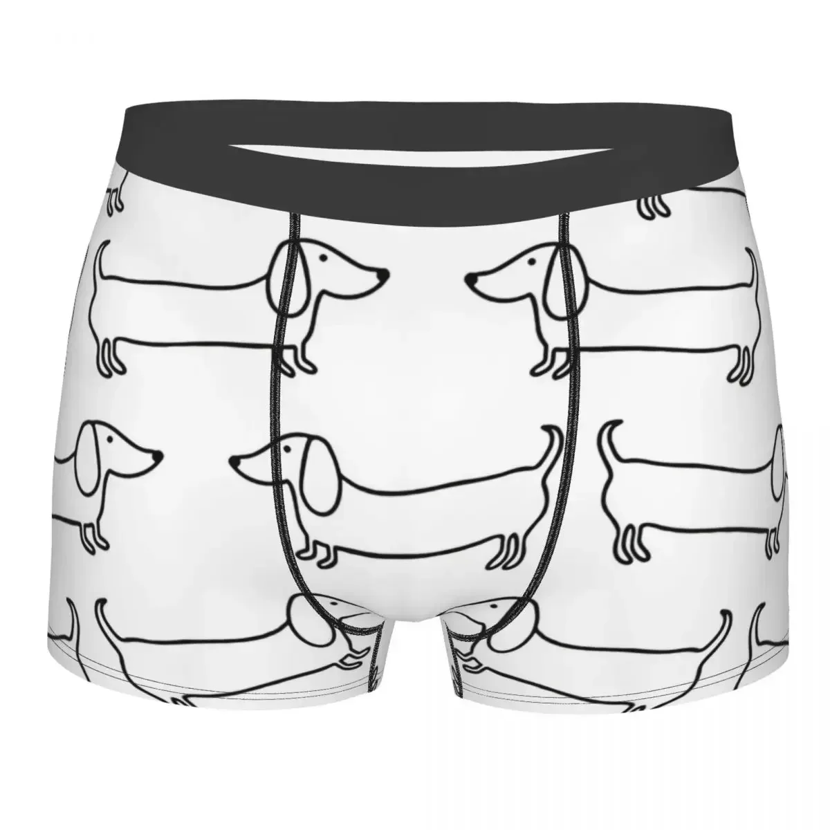 

Dachshund Black White Man's Boxer Briefs Dog Lover Breathable Funny Underpants Print Shorts Birthday Gifts