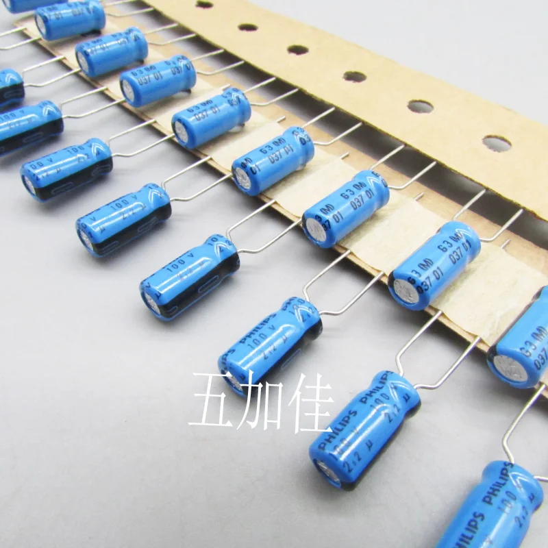 10-100pcs 037 100V2.2UF 5x11 imported Dutch original audio filter electrolytic capacitor