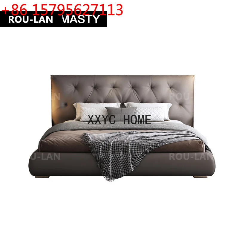 

Light Luxury Leather Bed Modern Simple 1.8 M Double Bed Master Bedroom Wedding