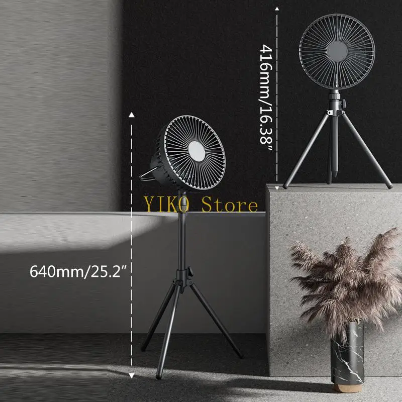 K32C Outdoor Cooling Fan 4000mAh Rechargeable Standing Fans with Adjustable Tripod BBQ Fan 4 Speeds Cooling Fan Camping