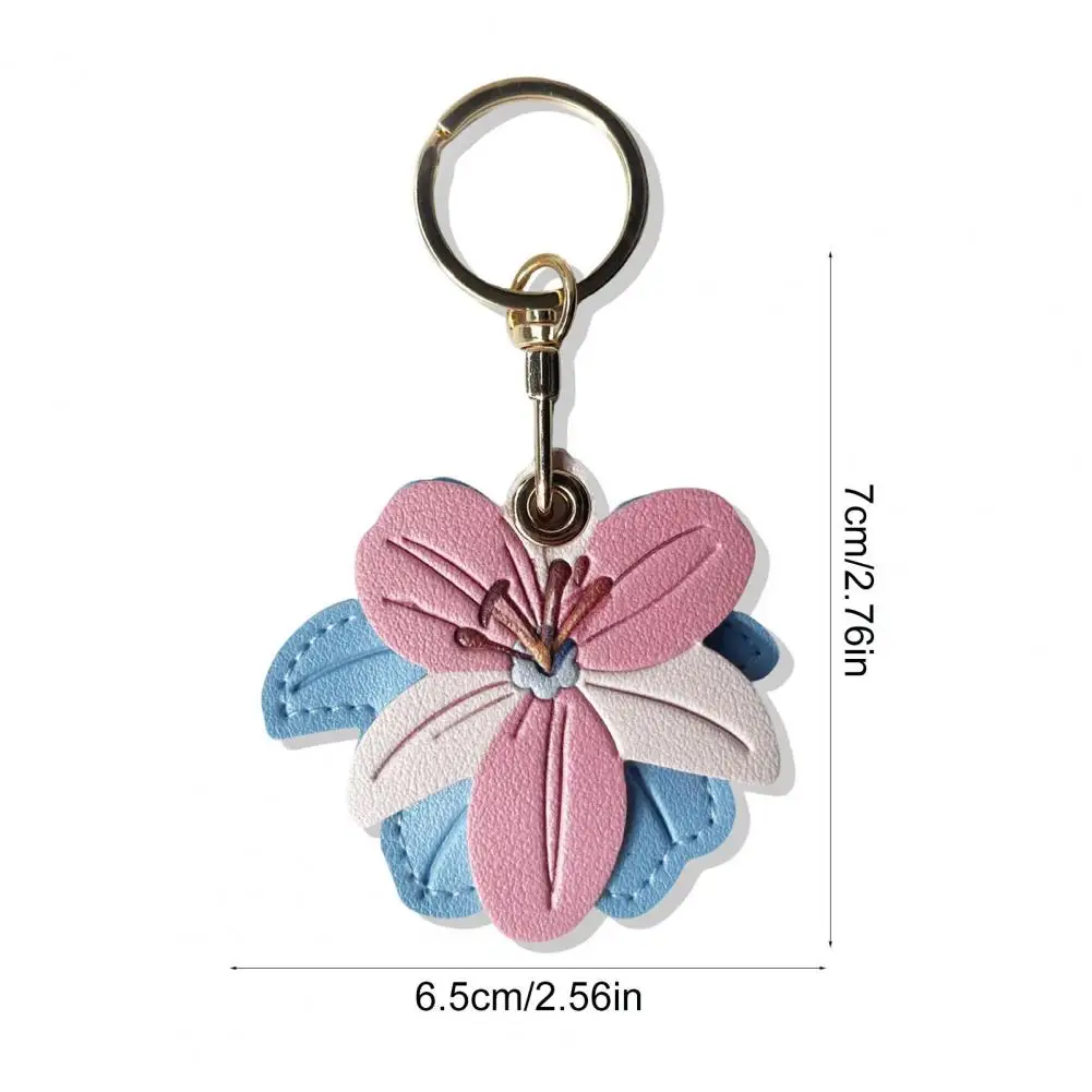 Flower Shape Keyring Flower Shape Keychain Pendant Imitation Leather Card Holder Protective Cover Bag Accessory Car Keychain