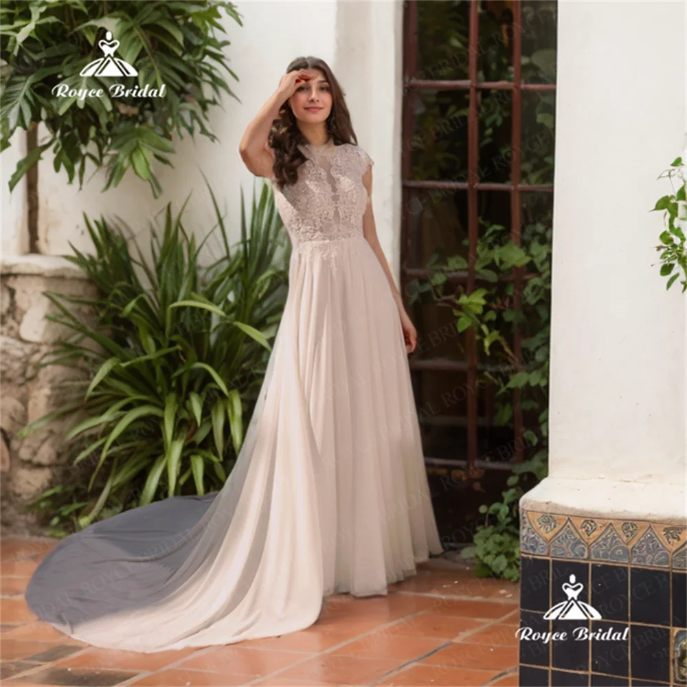 

Roycebridal Свадебное платье трапециевидной формы с бретелькой на шее, 2025, атласное свадебное платье со шлейфом, индивидуальное платье для свадебной вечеринки boda Beib3),سплатьеف