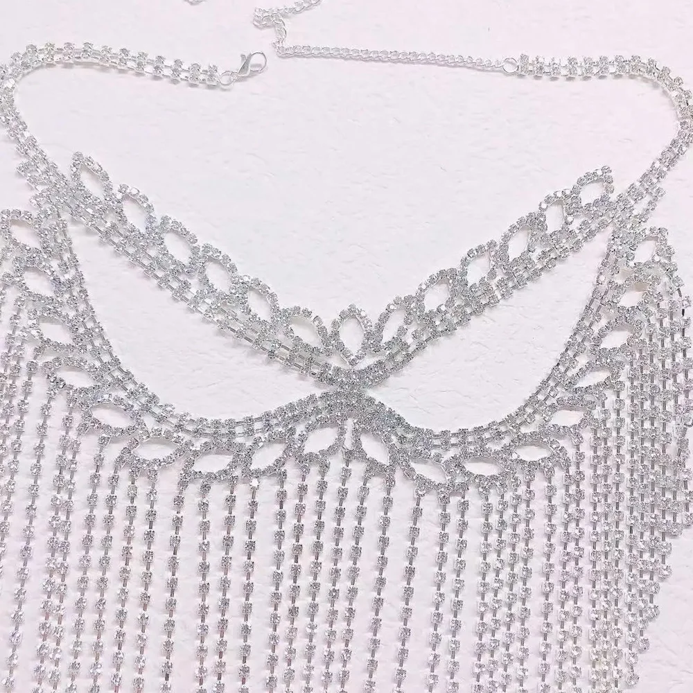 Stonefans Indian Jewelry Full Rhinestone Tassel Mask Decoration Face for Women Bridal  Wedding Crystal Beaded Christmas Party