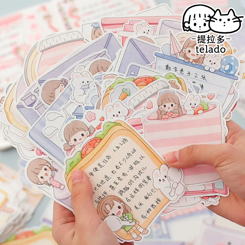 100pcs/lot Memo Pads Material Paper Cartoon Pudding Cake girl  Junk Journal Scrapbooking Cards Retro Background Decoration Paper