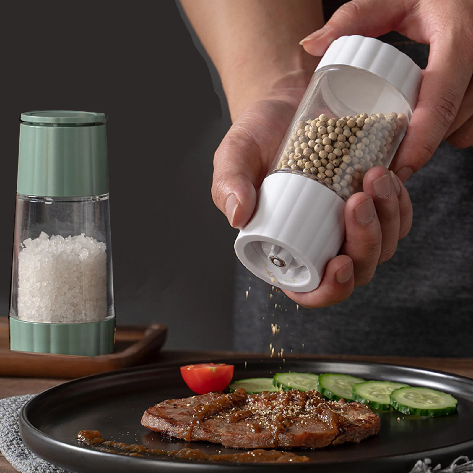 

Kitchen rotating manual pepper grinder household adjustable grinding powder seasoning bottle sea salt seasoning bottle