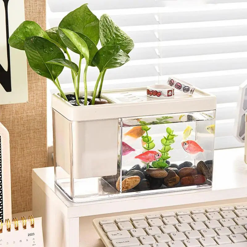 mini fish tank Betta Aquarium Transparent Aquarium Fish Tank  landscape creative small tropical fish tank Fish Bowl Organizer