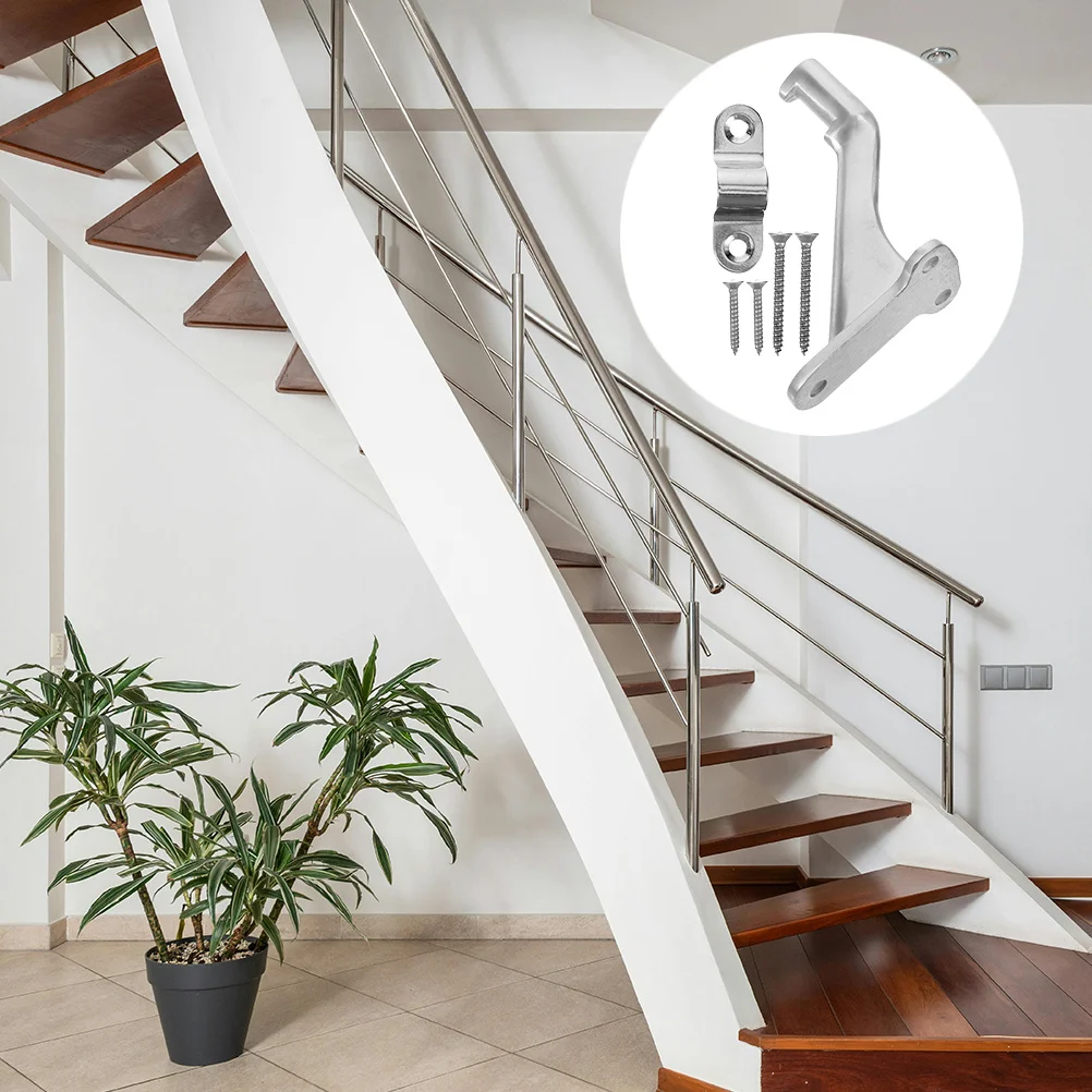 

3Sets Handrail Brackets for Indoor Stairs Easy Installation Railing Hardware Durable Stainless Steel Handrail Holder Set