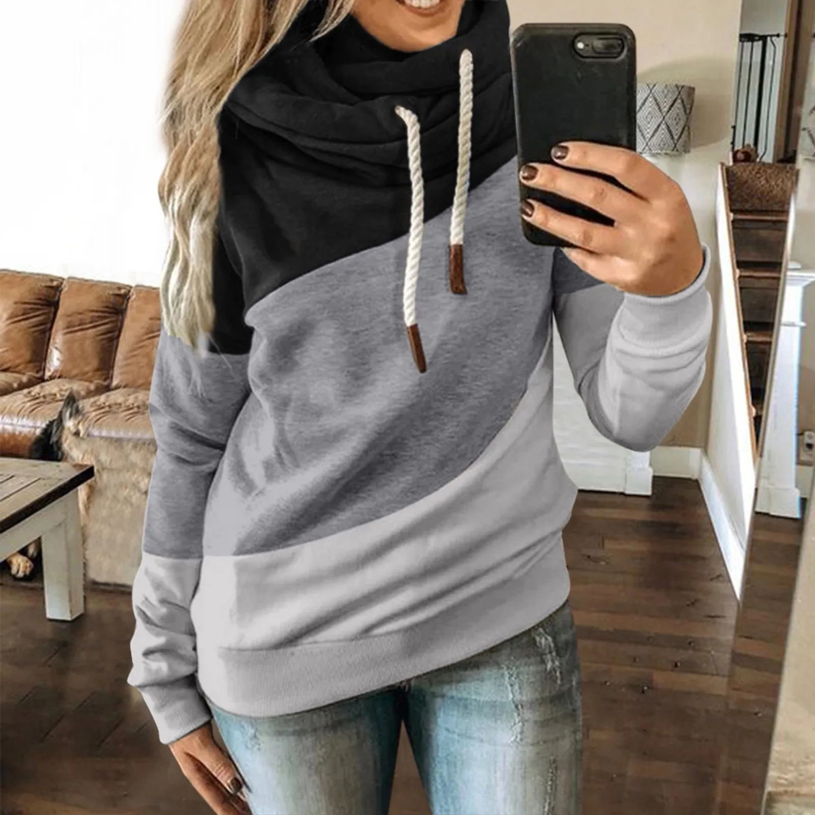 S-5XL Size Autumn Winter Thick Warm Coat Leopard Splicing Hooded Loose Women Hoody Sweatshirt Pullover Casual Tops Long Sleeve