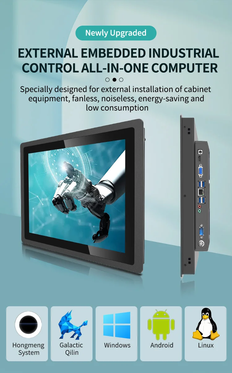 J4125 J6412 N100 10.4'' 12.1 15 Inch 3mm Frame Embedded All-In-One Industrial Panel PC COM RJ45 GPIO for Automation Equipment