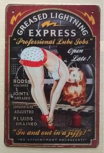 HISIMPLE Retro Metal Tin Sign  , Pin-Up Sexy Girl Retro Tin Metal Sign,Vintage Wall Decor Metal Plaque Poster, Home Club Bar Pub