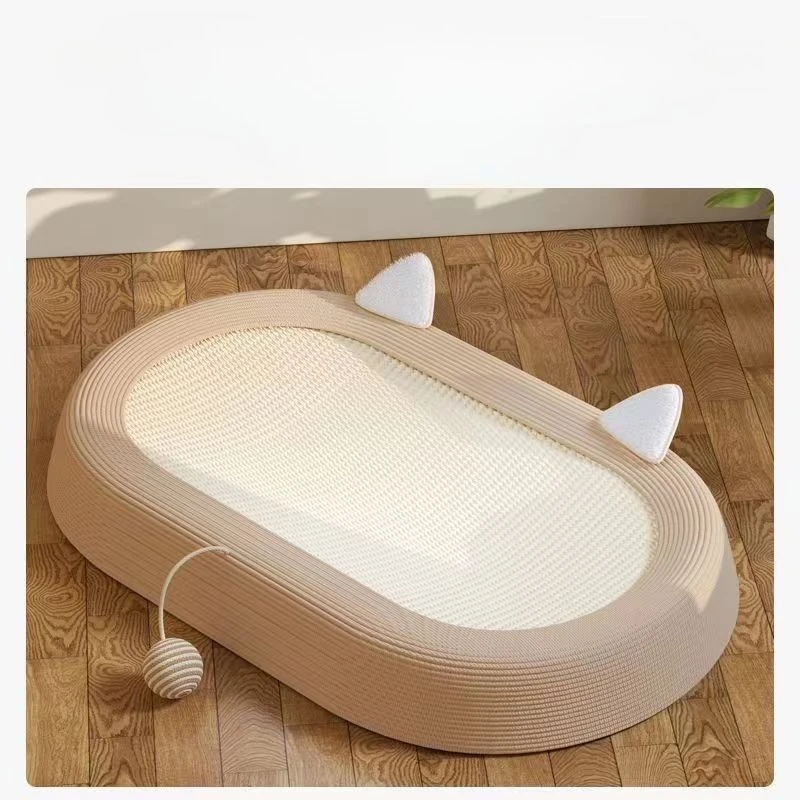 

Круглая когтеточка ручной работы из сизаля для кошек, не оставляющая ворса, прочная игрушка-точилка для когтей из картона для котят