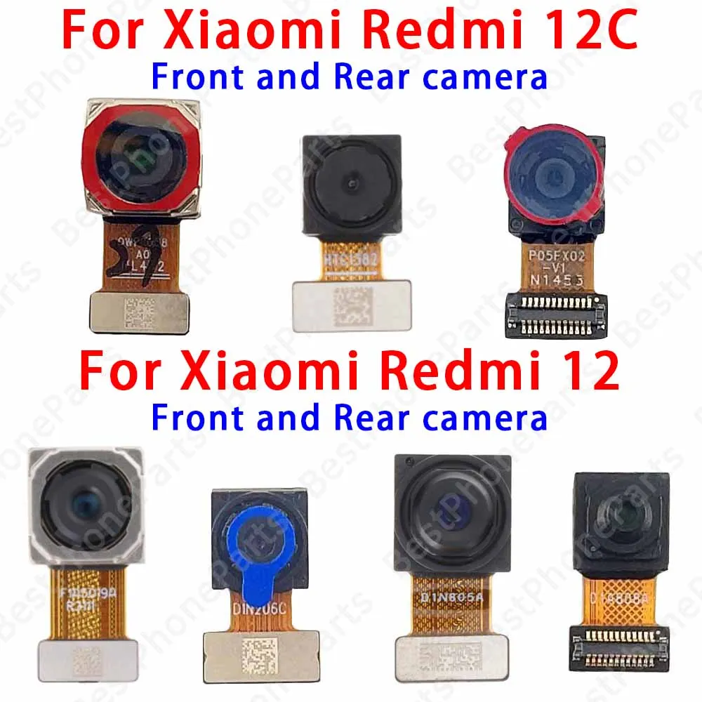 Front and Rear Back Camera For Xiaomi Redni 12 12C Redni12 Redni12C Main Facing Camera Module Flex Cable Replacement Spare Parts