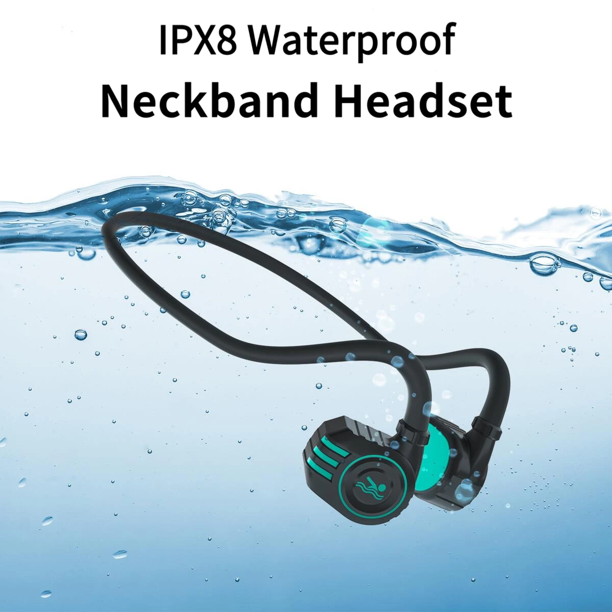 

IPX8 Waterproof Bone Conduction Wireless Bluetooth Neckband Swimming Earphones Built-in 32G Memory Earsets For Outdoor Sport