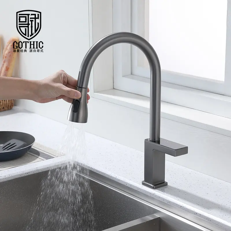 Inductive Pull-out Kitchen Faucet Non-contact Household Kitchen Digital Display Hot and Cold Water Mixer Tap Sink Crane Faucet