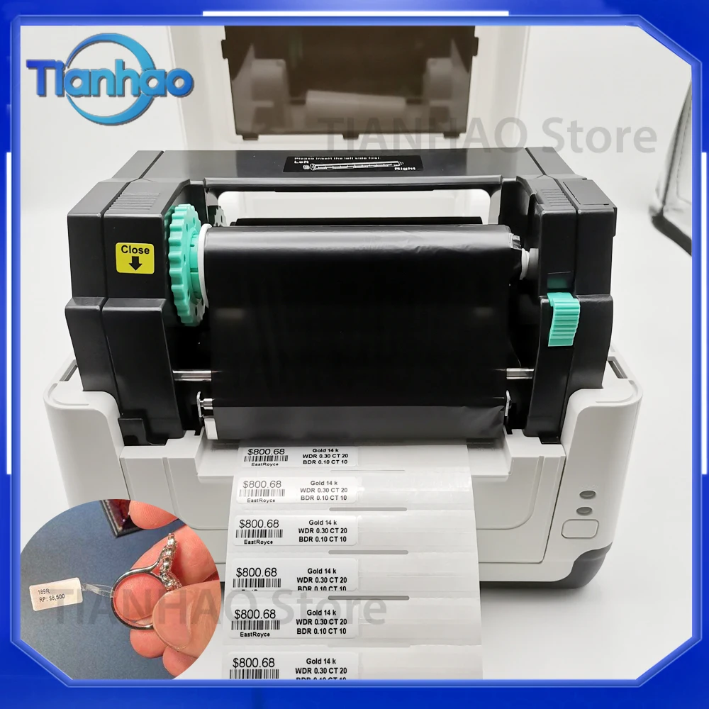 Transparent Thermal Transfer Rat Tail Jewelry Label Printer 3.5 x 0.437 in Barbell Tag 4 in Silver Gold Labels for Jewelers