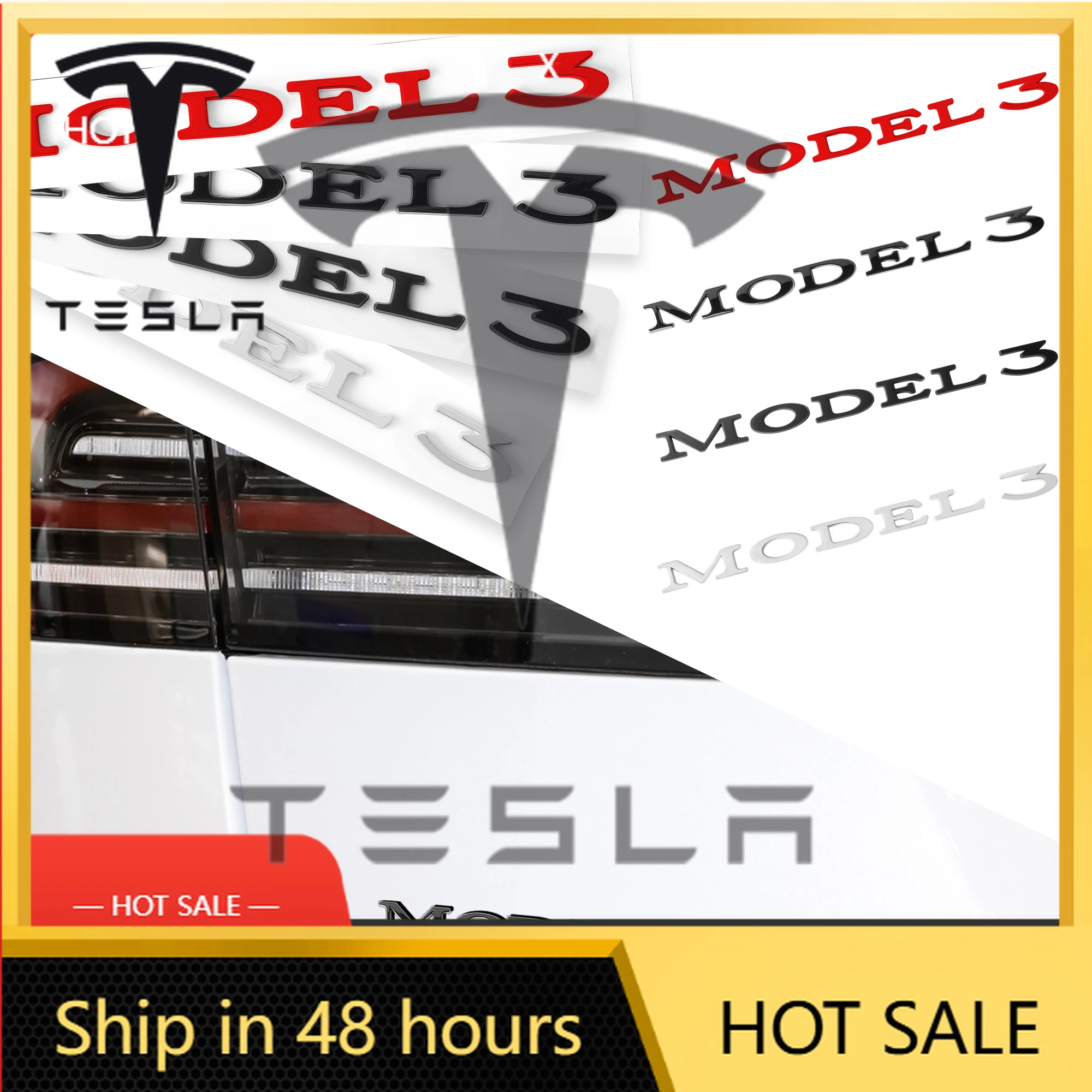 

Car Sticker Tesla Car Tailgate Trunk Engine Cover Decal ABS Emblem Logo Rear Sticker For Tesla Model 3 Auto Badge Exterior Decor
