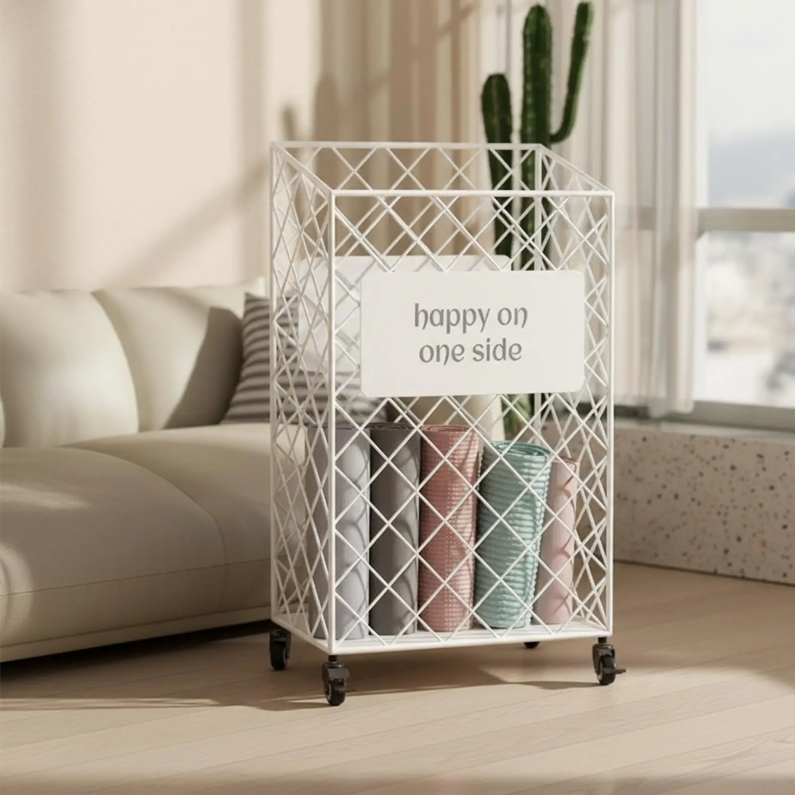 heavy-duty-exercise-equipment-organizer-wheeled-wire-bin-space-saving-mat-stand-for-home-gym-corner