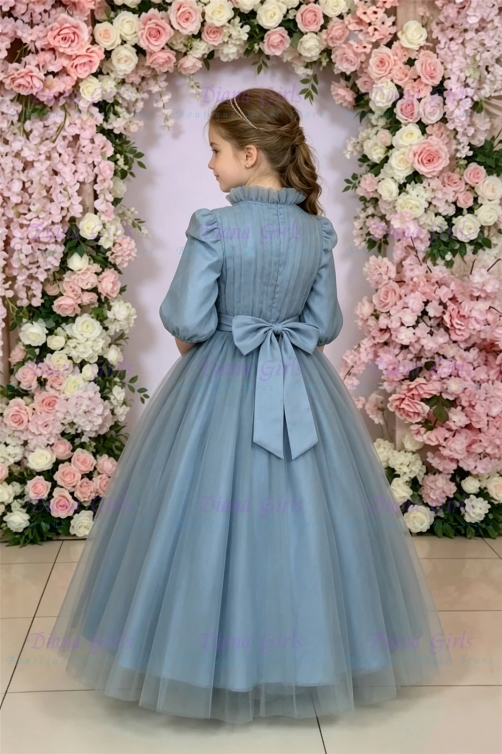 Lovely Quality Pink Tulle Flower Girl Dress Fluffy with Exquisite Pleated Design for Kids Birthday Party Evening Ball Gowns