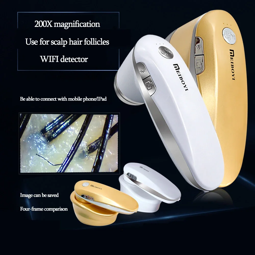 Wireless 200X Hair Follicles Scalp Detector Digital Skin Analyzer Hair Follicle Detector Microscope High Definition Skin Tester