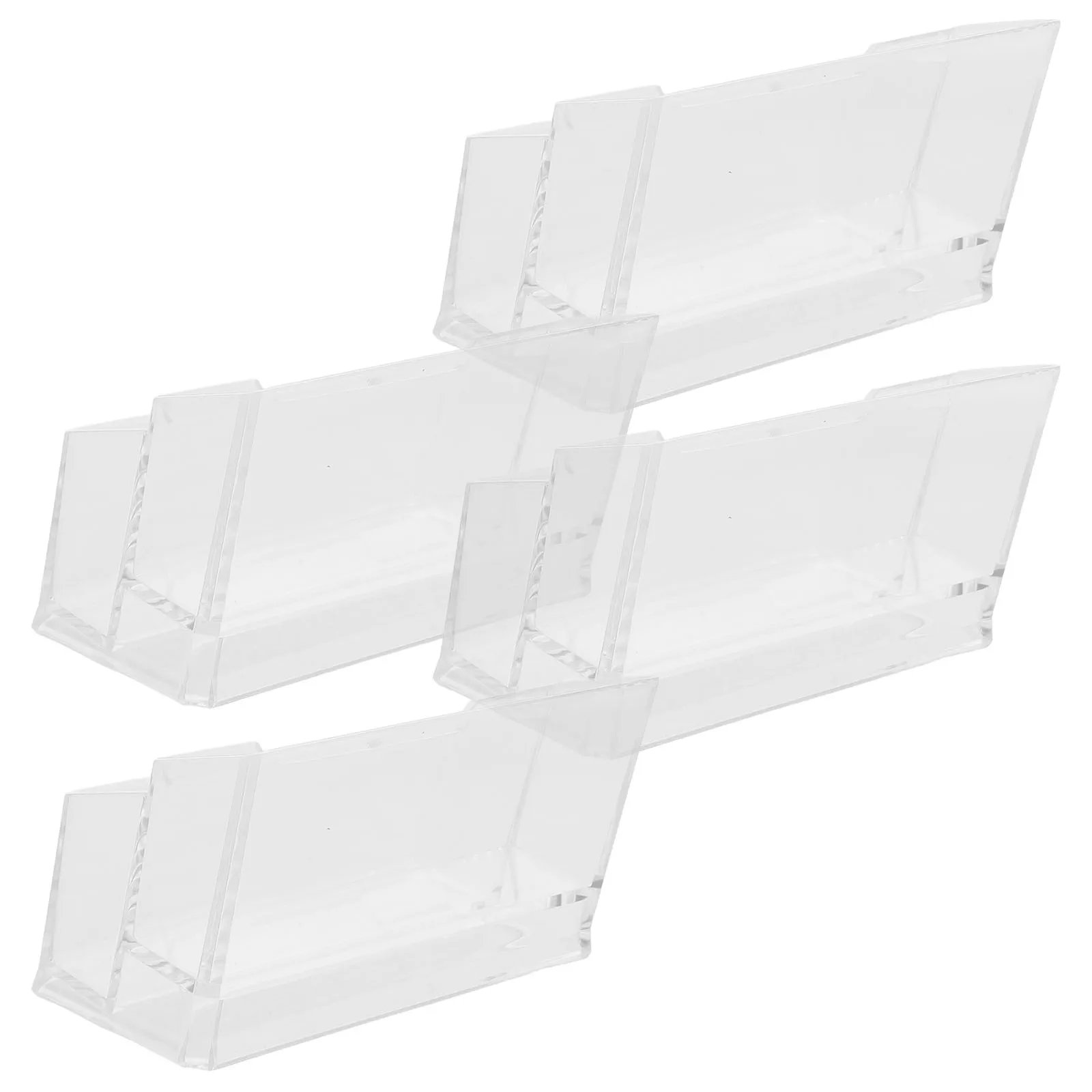 4Pcs Business Card Holder Clear Acrylic Desk Organizer Office Desktop Display Stand Professional Transparent Card Storage Rack