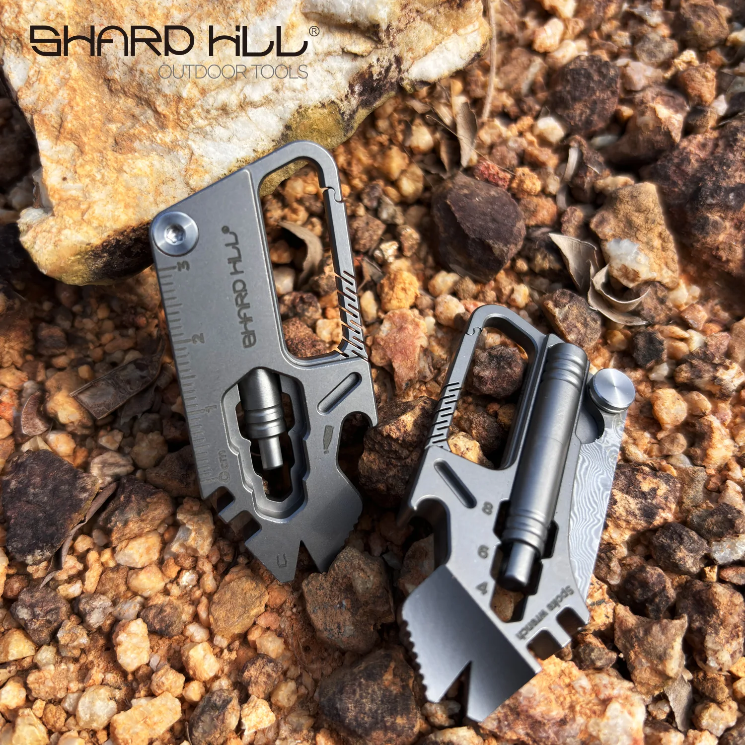 9in1 Titanium Alloy Multi-functional Knife Damascus Blade EDC Key Chain Bottle Opener Screwdriver Hex Wrench Outdoor Tool SH-T8
