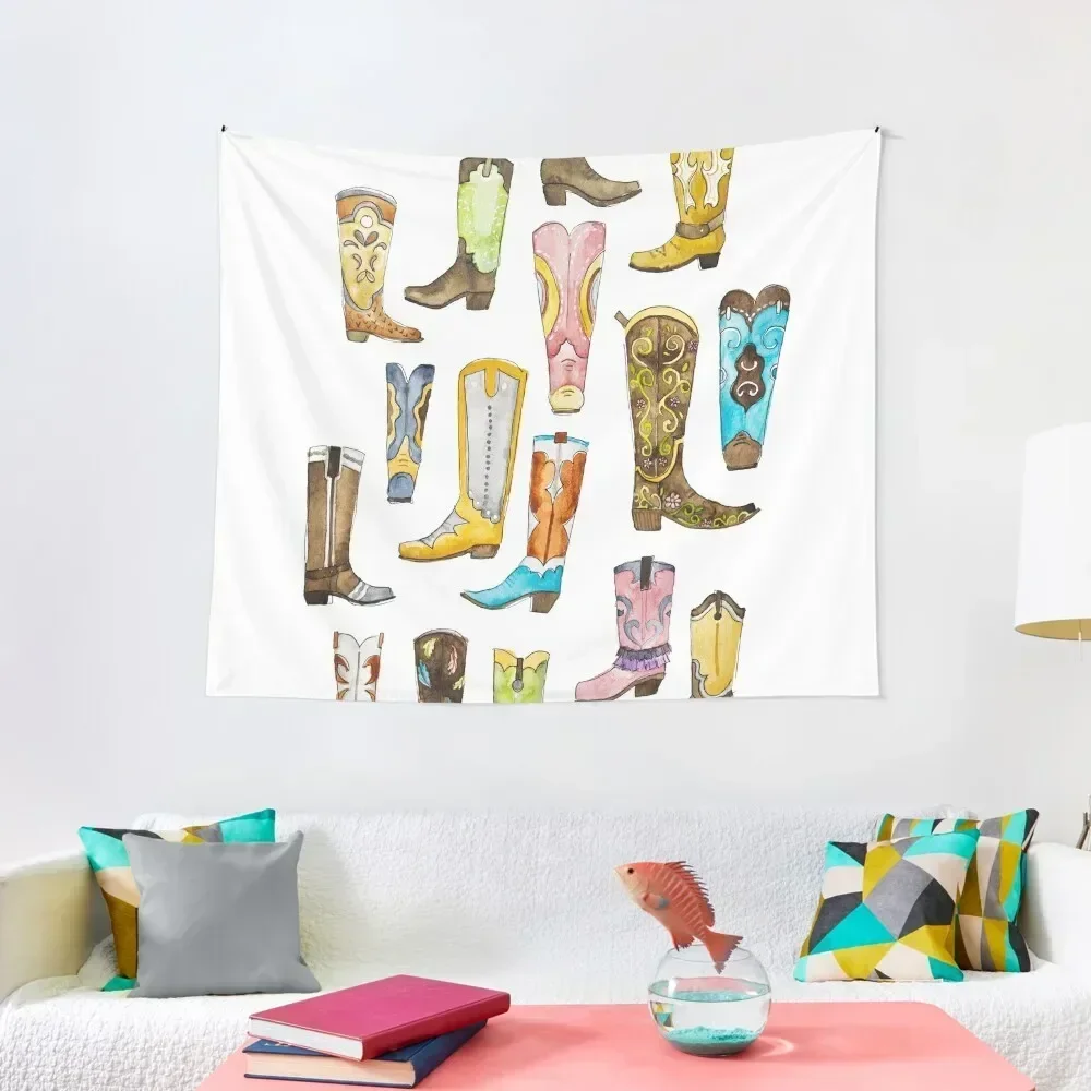 

Watercolor Cowboy Boots Tapestry Outdoor Decor Korean Room Decor Home Supplies Decor For Room Tapestry