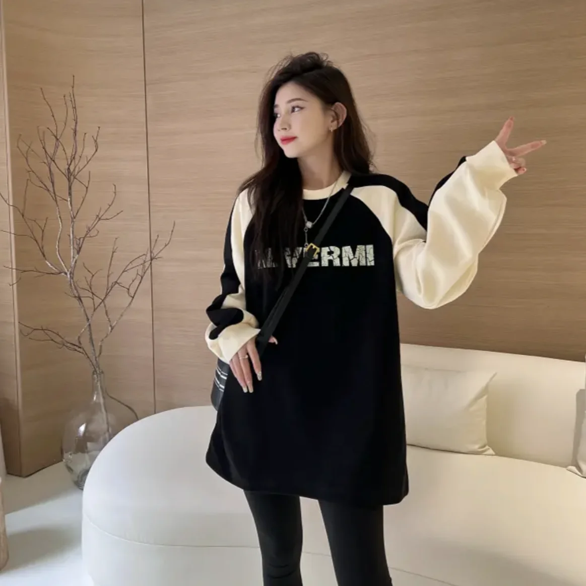 

Женские толстовки с карманами на молнии, трикотажная ткань с геометрическим рисунком, легкая эластичная обычная флисовая подкладка, евро-американские лоскутные большие карманы