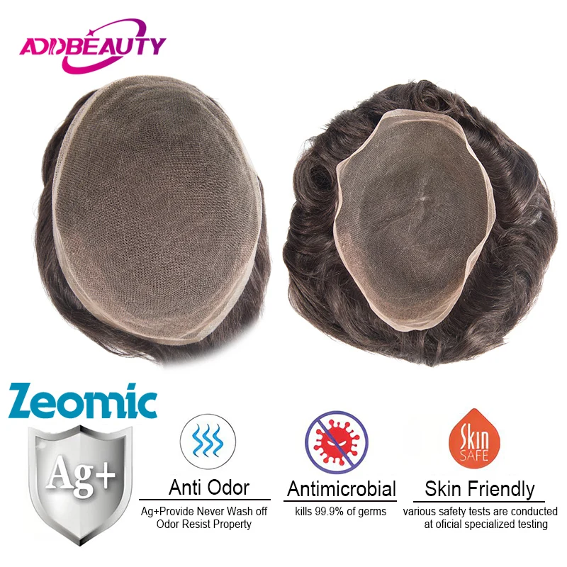 

Antimicrobial Full Lace Men Toupee Human Hair Wigs 100% Human Remy Hair System Natural Capillary Prosthesis With Bleached Knots