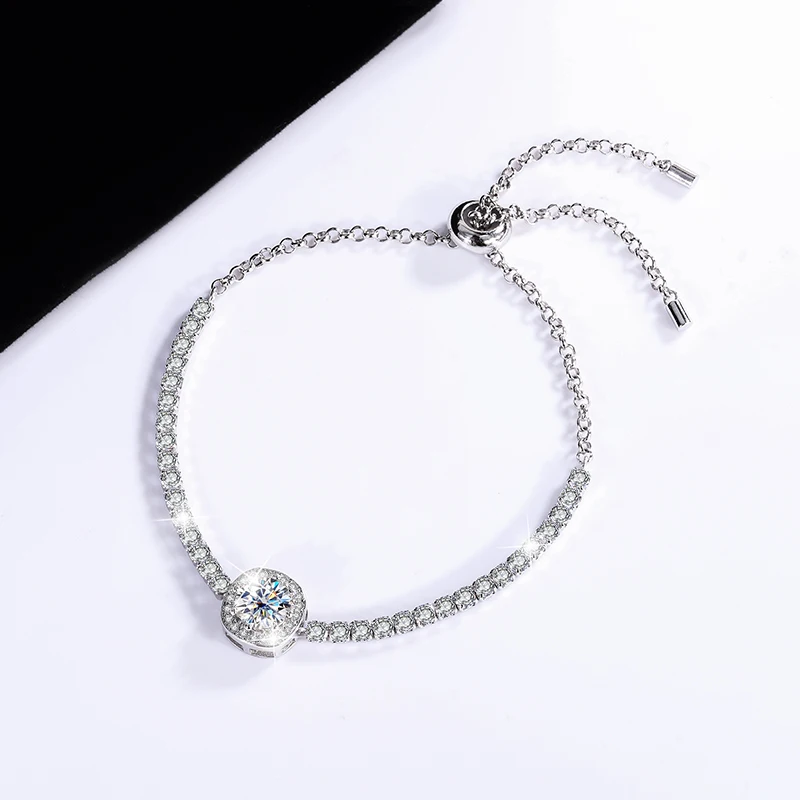 S925 Silver Mosan diamond Galaxy bracelet Mosan stone bag simple women\'s anniversary gift