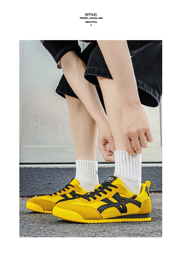 Modische, bequeme, vielseitige, gestreifte Freizeitsneaker für Herren mit Schnürung, atmungsaktiv und komfortabel, mit weichen, leichten Sohlen, geeignet für Sport und Freizeit. – Detail 6