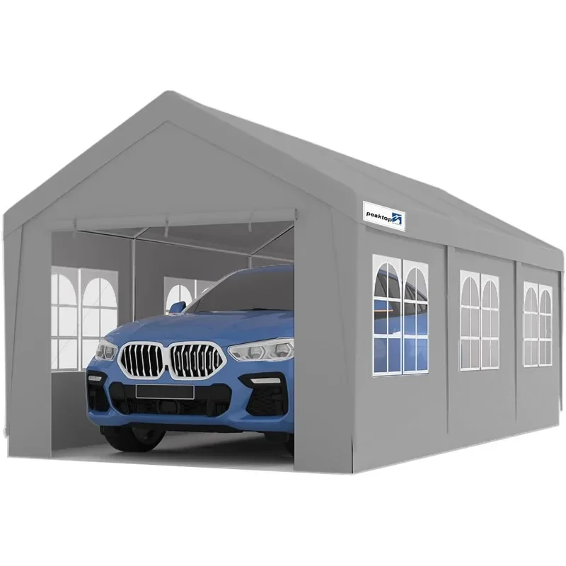 

10x20 ft Heavy Duty Carport Car Canopy with Removable Window Sidewalls, Portable Garage Tent Boat Shelter