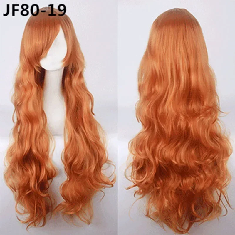 Perruques de Cosplay Synthétiques longues de 80cm، postiche ondulée blanche et violette pour femmes