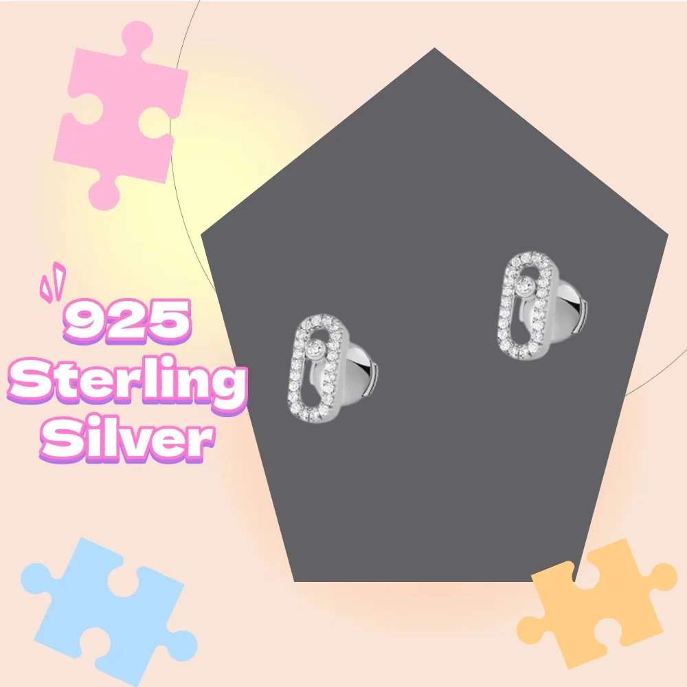 

Classic Earrings for Women S925 Sterling Silver Move Design Diamond Earrings High Quality Luxury Jewelry