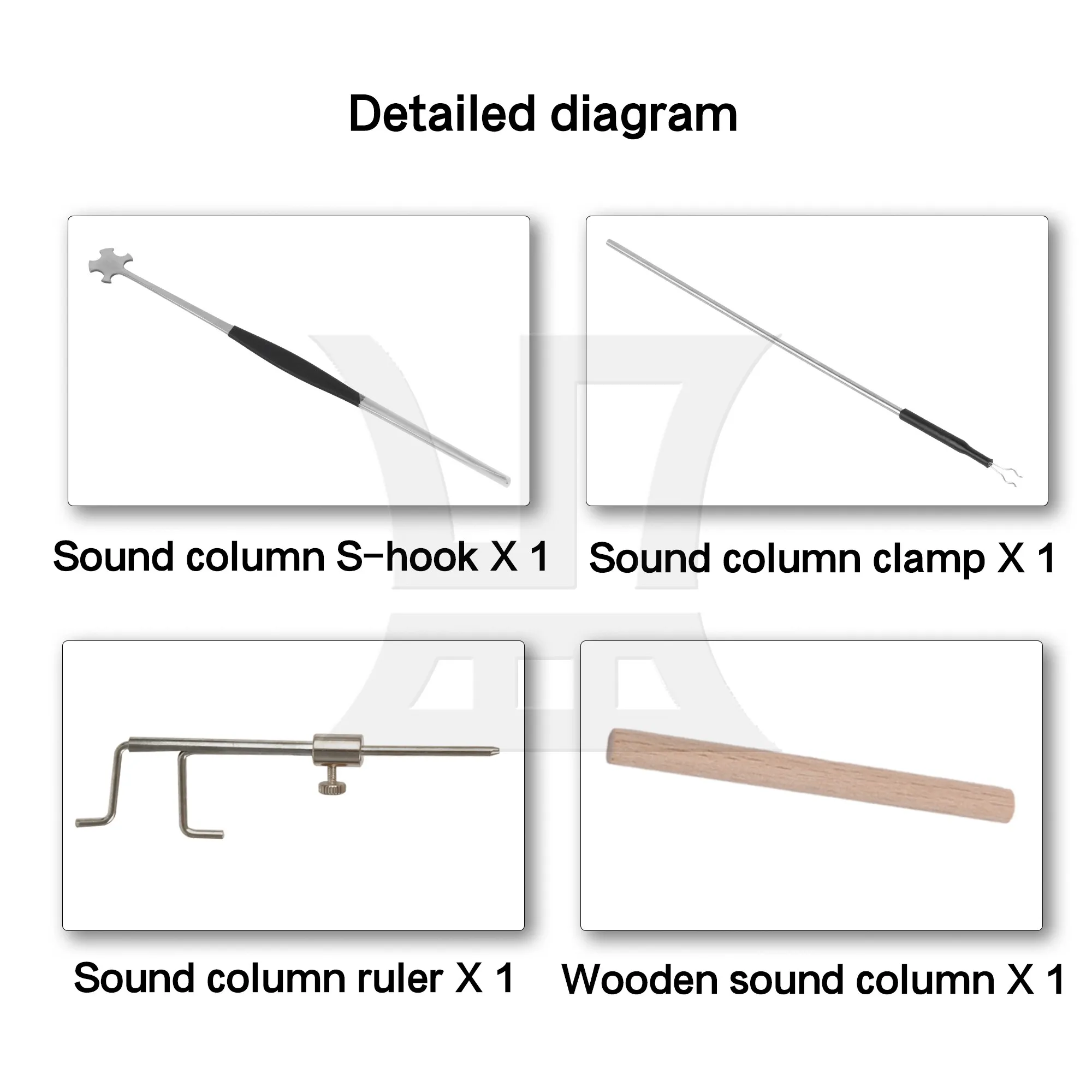 Yibuy 4Pcs Wood Sound Post Column & Setter & Gauge Kit for Violin Repair Tool