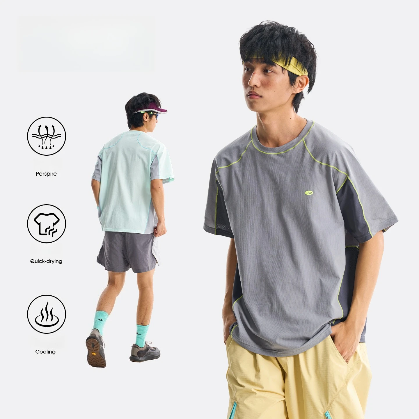 Men's 4-Way Stretch Performance T-Shirt – Moisture-Wicking, Quick-Dry, Antibacterial & UV-Resistant for Outdoor Sports