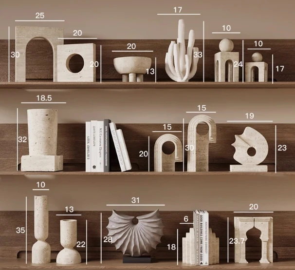 

High-grade yellow travertine abstract geometric soft decoration model room desktop ornament