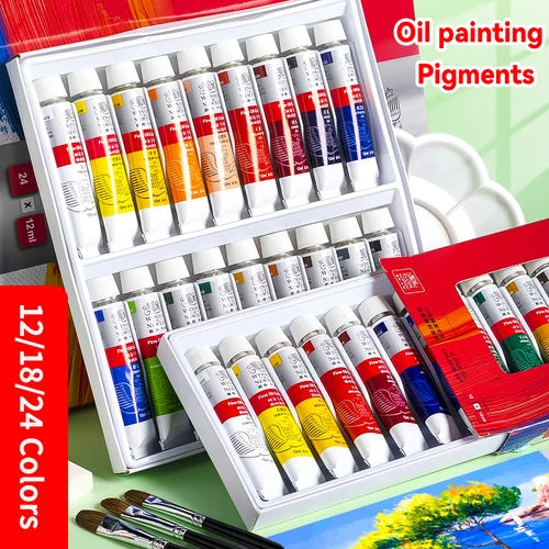 Imagen 1 del producto Winsor & Newton-Juego de pinturas al óleo de 12/18/24 colores, pinturas al óleo de colores profesionales, pigmento de pintura de Graffiti de tubo de 12ml, suministros de arte
