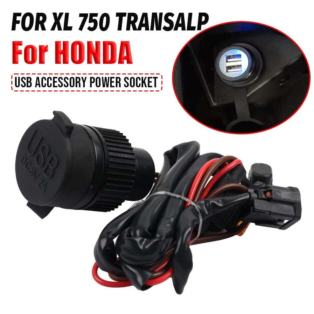 

For HONDA Transalp XL 750 XL750 2023 2024 Accessories Dual USB Charger Adapter Socket USB Power Transfer Interface Impulse Port