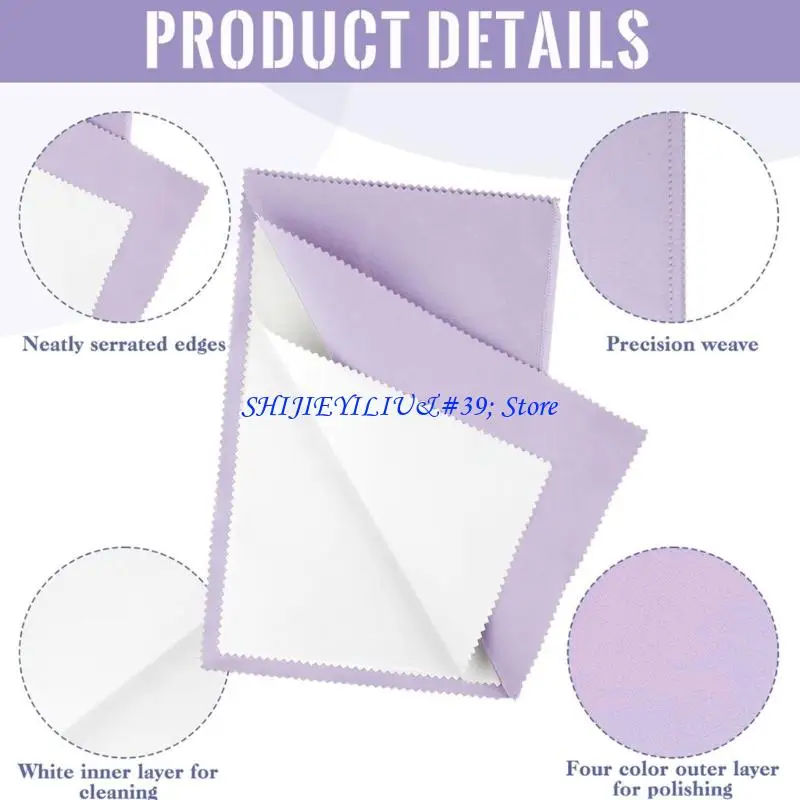 E21F Oversized Jewelry Cleaning Fabric Large Polishing Cloth 8 Color Option Jewelry Buffing Accessories for Various Bangles