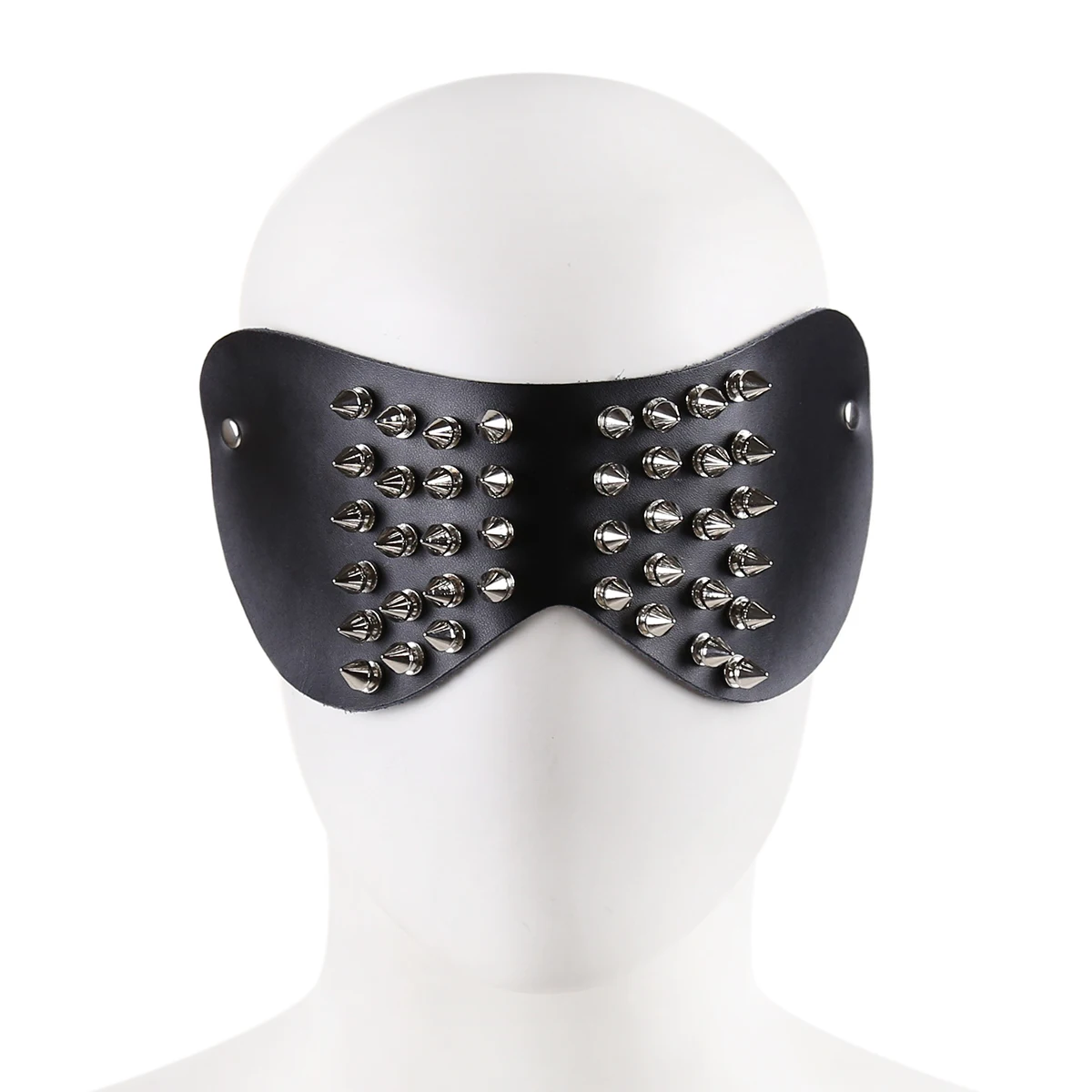 Boutique Spike Real Leather Adjustable Blindfold Mask Kinky Latex Rivet Eye Patch Submissive Fetish