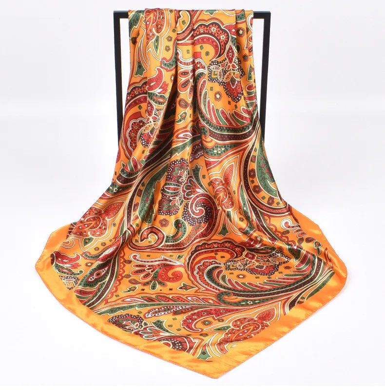 Hochwertige Seidenschals für Damen, quadratisch, Satin, Hijab-Schal, schlichtes Taschentuch, Schals, Wraps, Kopf, weibliches Stirnband, islamisches Halstuch – Detail 1