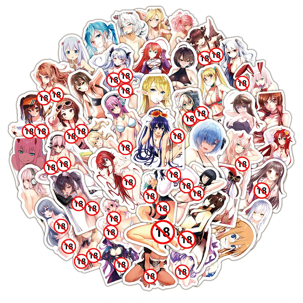 10/30/50/100 Stuks Volwassen Anime Meisjes Hentai Sexy Stickers Waifu Cartoon Stickers Voor Laptop Telefoon Bagage Auto Waterdicht Sticker Speelgoed