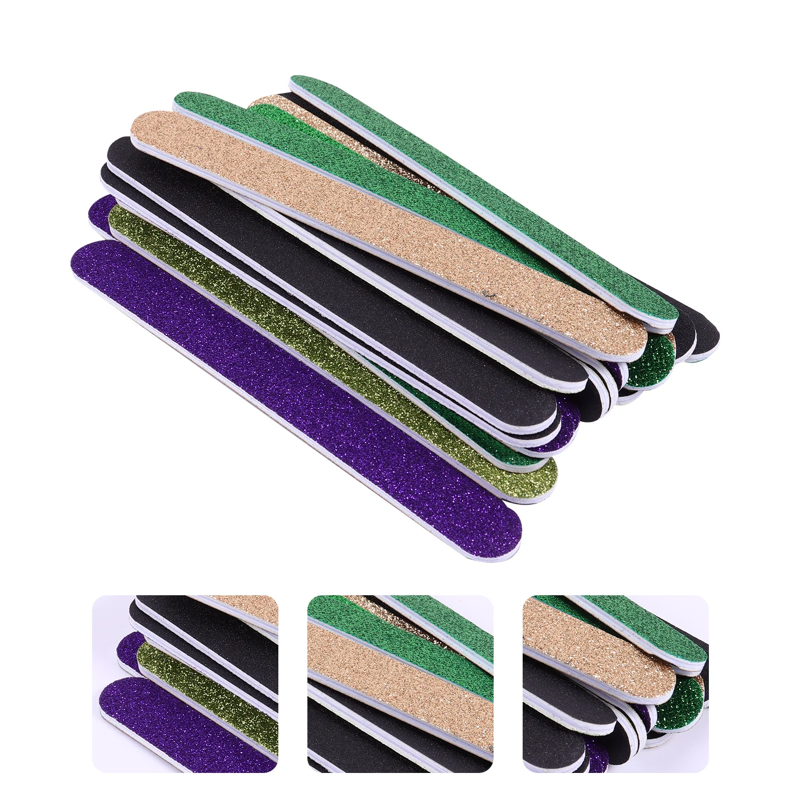 20Pcs Glitter Nail Files Emery Boards Manicure Pedicure Tools for Women Acrylic Natural Acrylic Nail Care Emery Boards Grit