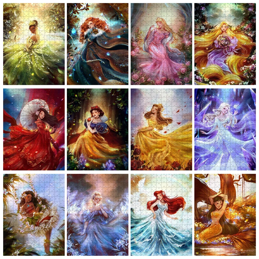 Disney Prinzessin Holz puzzle 300/500/1000 Stück Puzzles handgemachtes Spielzeug für Mädchen Erwachsene Dekompression spiel Sammlung