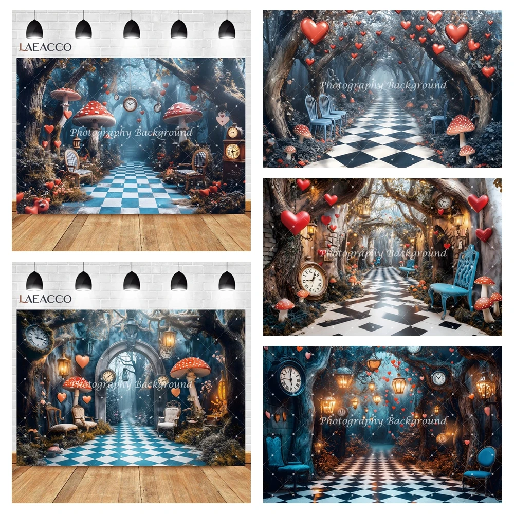 

Vintage Palace Garden Backdrop Mushroom Castle Wedding Party Decorations Baby Portrait Photography Background Photo Studio Props