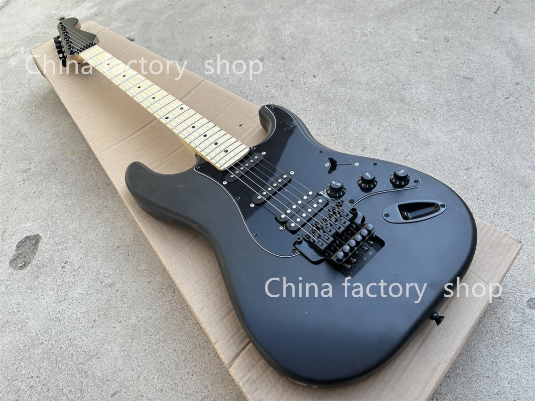 2023 New!!! Magic Matte Black Color ST Electric Guitar, Solid Body ,maple Fretboard, Black PickGuard ,SSH Pickups